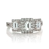 1.48 Cts. 18K White Gold Diamond Emerald Ring